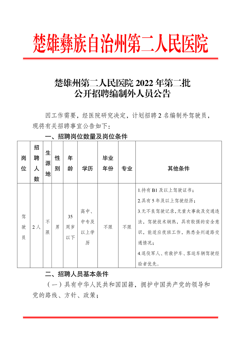 楚雄州第二人民医院2022年第二批公开招聘编制外人员公告-1.png