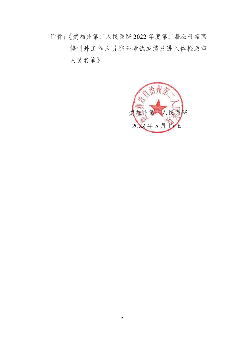 楚雄州第二人民医院2021年度第二批公开招聘编制外工作人员综合考试成绩排名公示-2.jpg